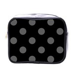 Polka Dots - Dark Gray on Black Mini Toiletries Bag (One Side)