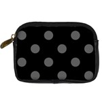 Polka Dots - Dark Gray on Black Digital Camera Leather Case