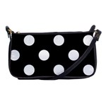 Polka Dots - White on Black Shoulder Clutch Bag