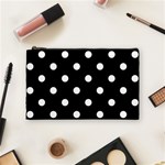 Polka Dots - White on Black Cosmetic Bag (M)