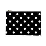 Polka Dots - White on Black Cosmetic Bag (L)