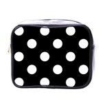 Polka Dots - White on Black Mini Toiletries Bag (One Side)