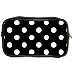 Polka Dots - White on Black Toiletries Bag (One Side)