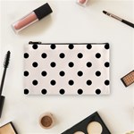 Polka Dots - Black on Seashell Cosmetic Bag (S)