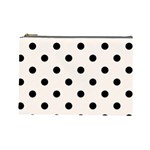 Polka Dots - Black on Seashell Cosmetic Bag (L)