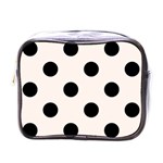 Polka Dots - Black on Seashell Mini Toiletries Bag (One Side)