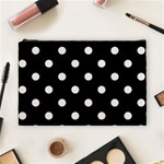 Polka Dots - Seashell on Black Cosmetic Bag (L)