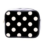 Polka Dots - Seashell on Black Mini Toiletries Bag (One Side)