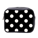 Polka Dots - Seashell on Black Mini Toiletries Bag (Two Sides)