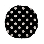 Polka Dots - Seashell on Black Standard 15  Premium Round Cushion