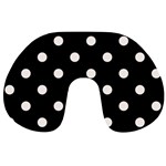 Polka Dots - Seashell on Black Travel Neck Pillow