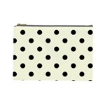 Polka Dots - Black on Beige Cosmetic Bag (L)