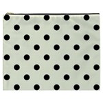 Polka Dots - Black on Beige Cosmetic Bag (XXXL)