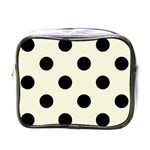 Polka Dots - Black on Beige Mini Toiletries Bag (One Side)