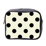 Polka Dots - Black on Beige Mini Toiletries Bag (Two Sides)