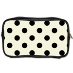 Polka Dots - Black on Beige Toiletries Bag (One Side)