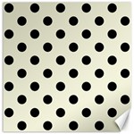 Polka Dots - Black on Beige Canvas 20  x 20 