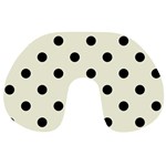 Polka Dots - Black on Beige Travel Neck Pillow