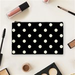 Polka Dots - Beige on Black Cosmetic Bag (M)