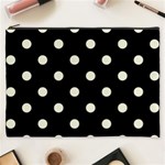 Polka Dots - Beige on Black Cosmetic Bag (XXXL)