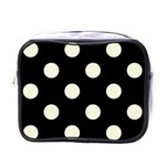 Polka Dots - Beige on Black Mini Toiletries Bag (One Side)