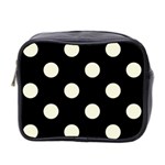 Polka Dots - Beige on Black Mini Toiletries Bag (Two Sides)