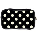 Polka Dots - Beige on Black Toiletries Bag (One Side)