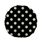 Polka Dots - Beige on Black Standard 15  Premium Round Cushion