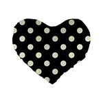 Polka Dots - Beige on Black Standard 16  Premium Heart Shape Cushion