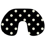 Polka Dots - Beige on Black Travel Neck Pillow