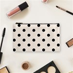 Polka Dots - Black on Linen Cosmetic Bag (S)