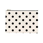 Polka Dots - Black on Linen Cosmetic Bag (L)