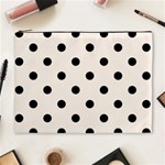 Polka Dots - Black on Linen Cosmetic Bag (XL)