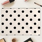 Polka Dots - Black on Linen Cosmetic Bag (XXL)