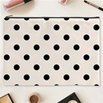 Polka Dots - Black on Linen Cosmetic Bag (XXXL)