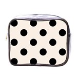 Polka Dots - Black on Linen Mini Toiletries Bag (One Side)