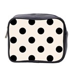 Polka Dots - Black on Linen Mini Toiletries Bag (Two Sides)