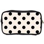 Polka Dots - Black on Linen Toiletries Bag (Two Sides)