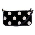 Polka Dots - Linen on Black Shoulder Clutch Bag