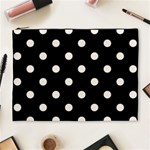 Polka Dots - Linen on Black Cosmetic Bag (XL)