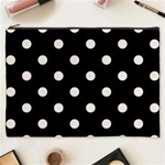 Polka Dots - Linen on Black Cosmetic Bag (XXXL)