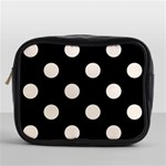 Polka Dots - Linen on Black Mini Toiletries Bag (One Side)