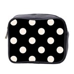 Polka Dots - Linen on Black Mini Toiletries Bag (Two Sides)