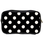 Polka Dots - Linen on Black Toiletries Bag (One Side)