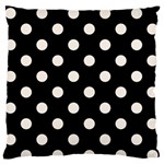 Polka Dots - Linen on Black Large Flano Cushion Case (Two Sides)