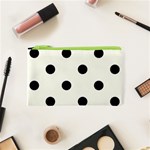 Polka Dots - Black on Ivory Canvas Cosmetic Bag (XS)