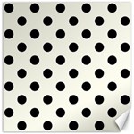 Polka Dots - Black on Ivory Canvas 16  x 16 