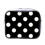 Polka Dots - Ivory on Black Mini Toiletries Bag (One Side)