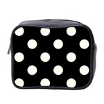 Polka Dots - Ivory on Black Mini Toiletries Bag (Two Sides)