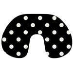 Polka Dots - Ivory on Black Travel Neck Pillow